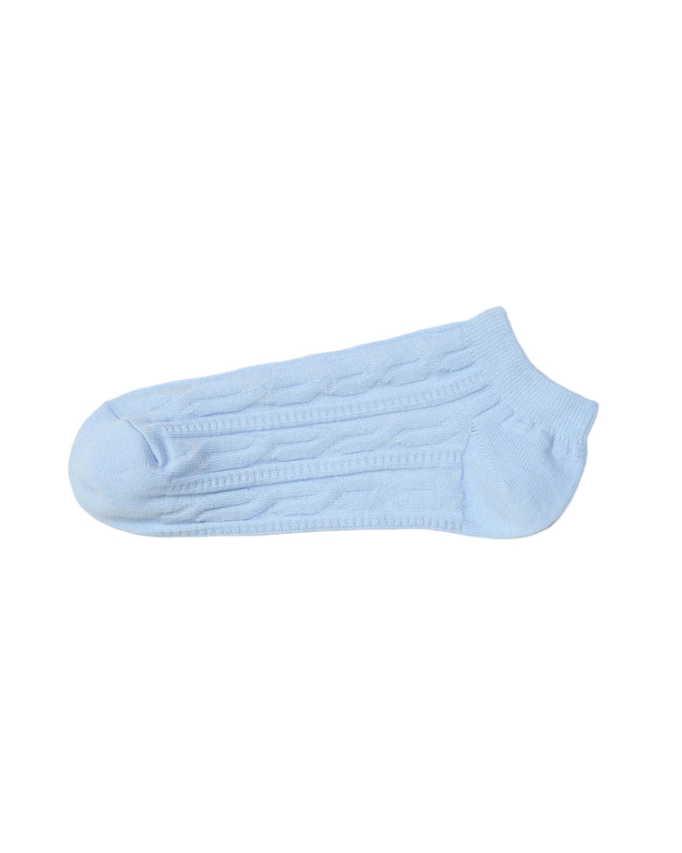 Socket Ribbed Socks — Light Blue Cable
