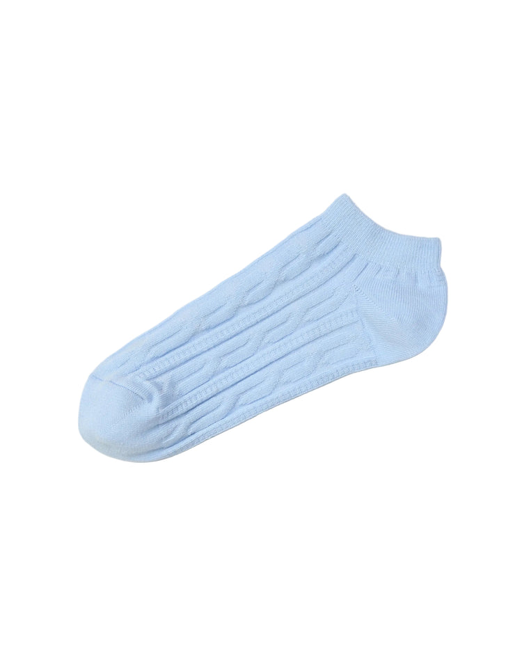 Socket Ribbed Socks — Light Blue Cable