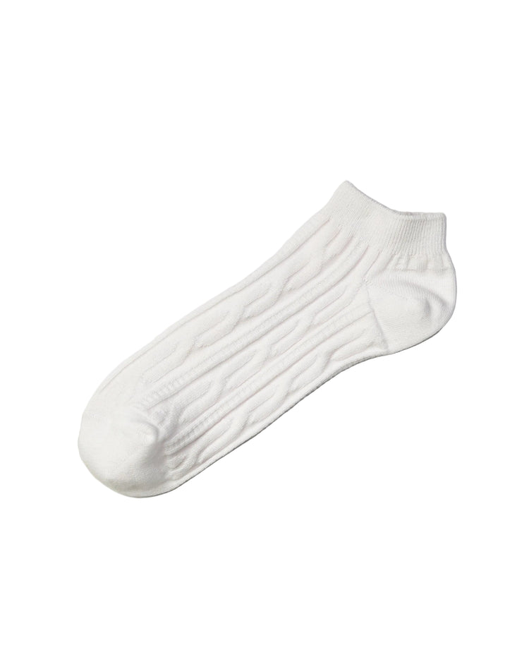 Socket Ribbed Socks — White Cable