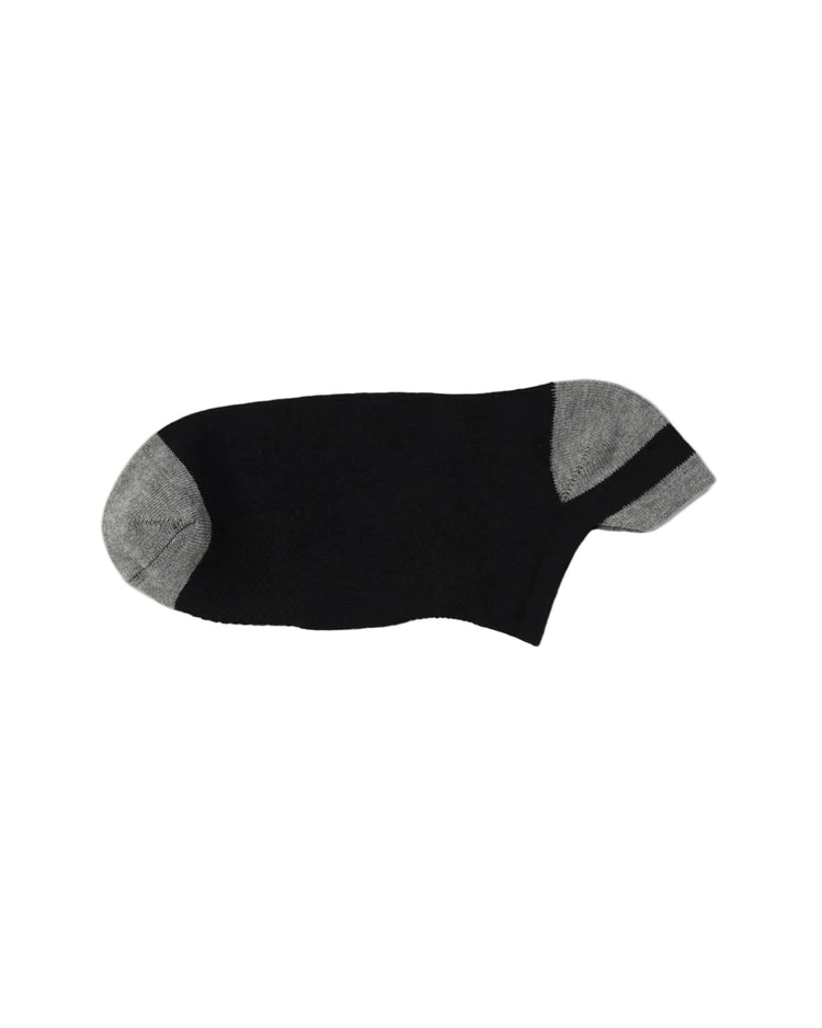 Low Cut High Ankle Socks — Black Grey Heel