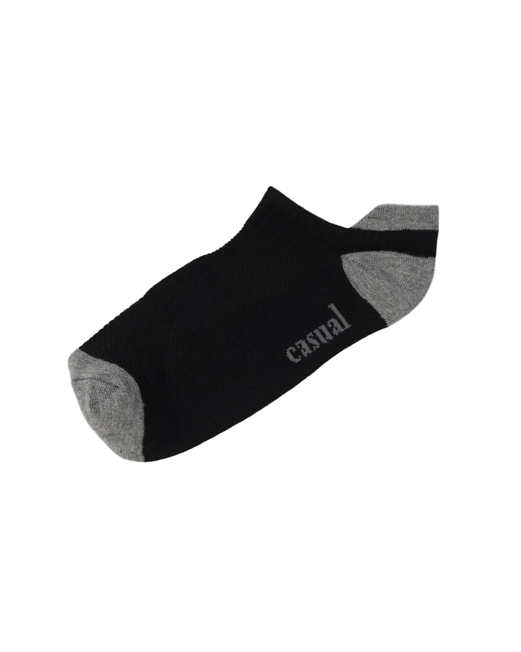 Low Cut High Ankle Socks — Black Grey Heel