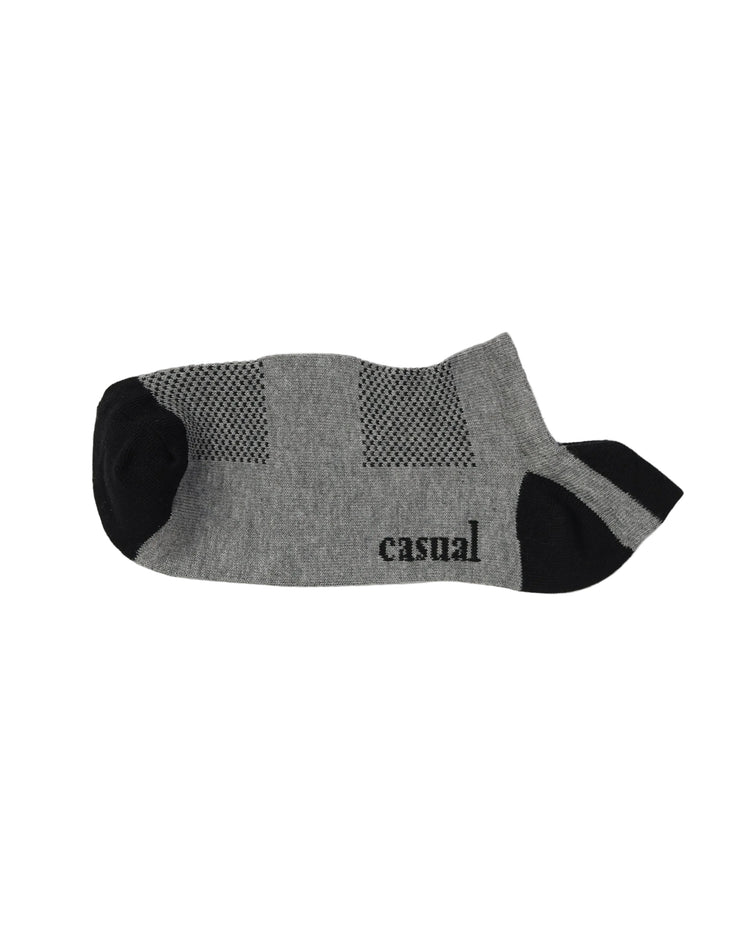Low Cut High Ankle Socks — Grey Black Heel