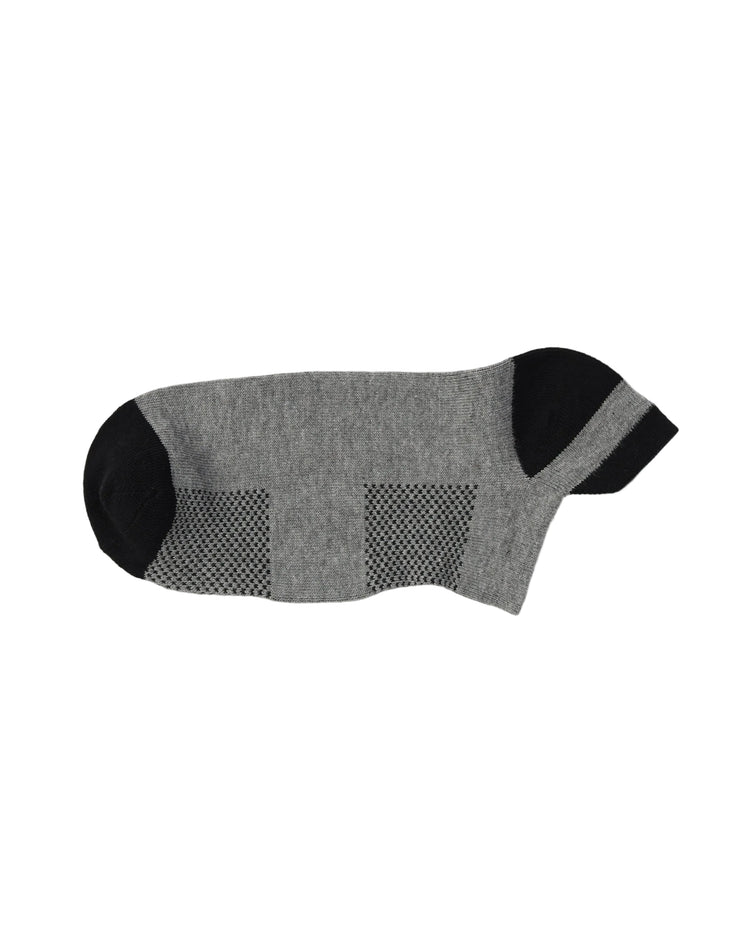 Low Cut High Ankle Socks — Grey Black Heel