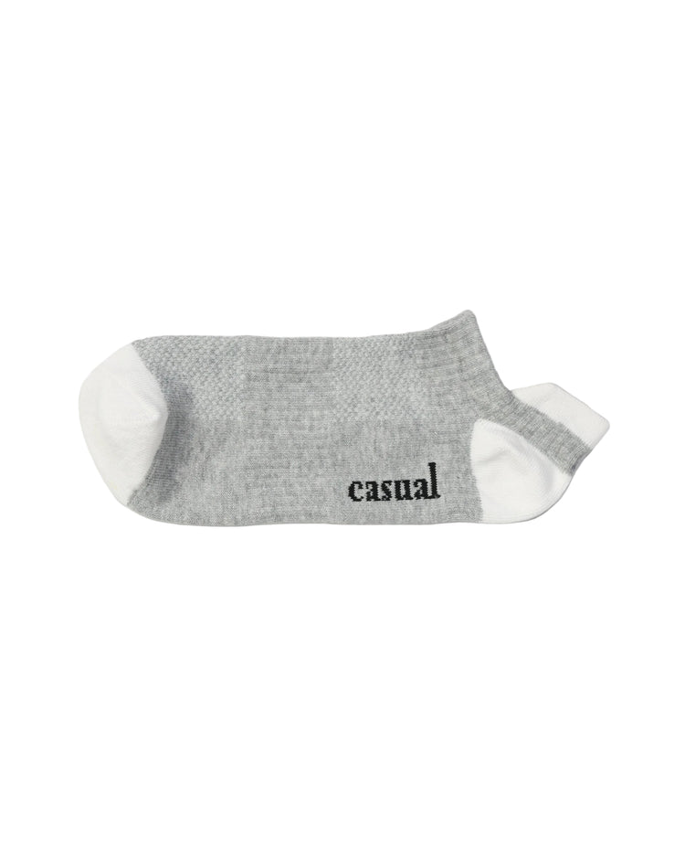 Low Cut High Ankle Socks — Grey White Heel