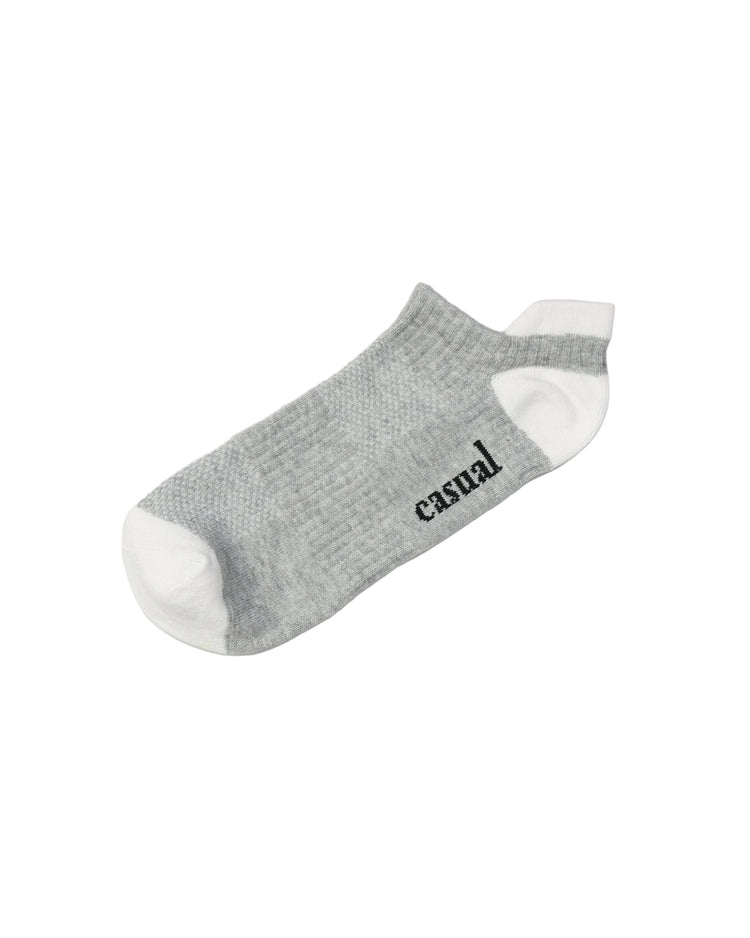 Low Cut High Ankle Socks — Grey White Heel