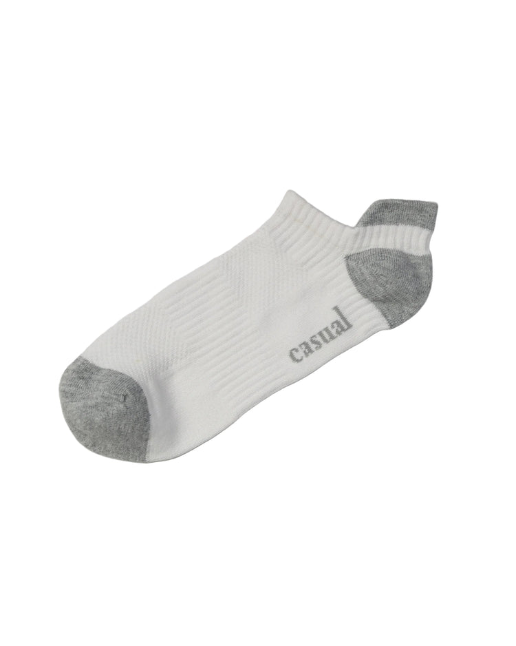 Low Cut High Ankle Socks — White Grey Heel
