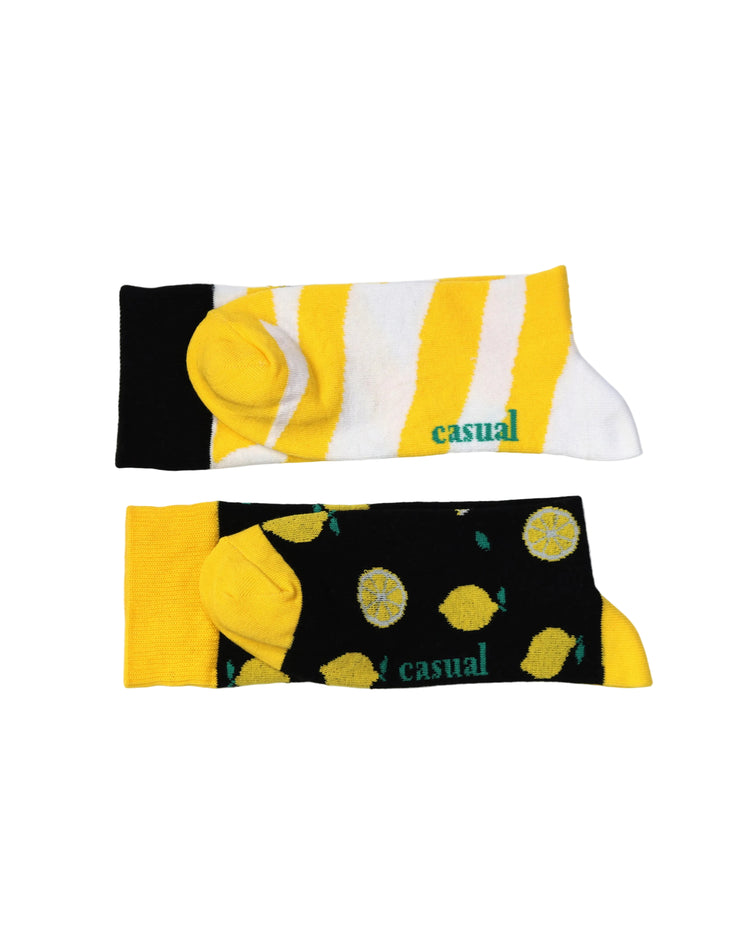 Not So Casual Socks — Black White Lemon