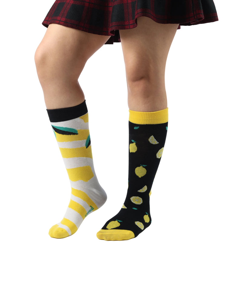 Not So Casual Socks — Black White Lemon