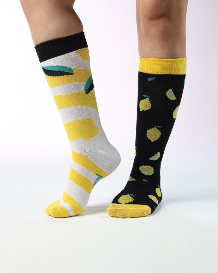 Not So Casual Socks — Black White Lemon