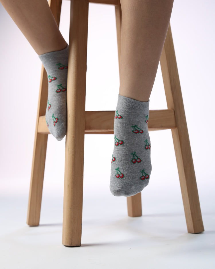 Low Cut Socks — Grey Cherry