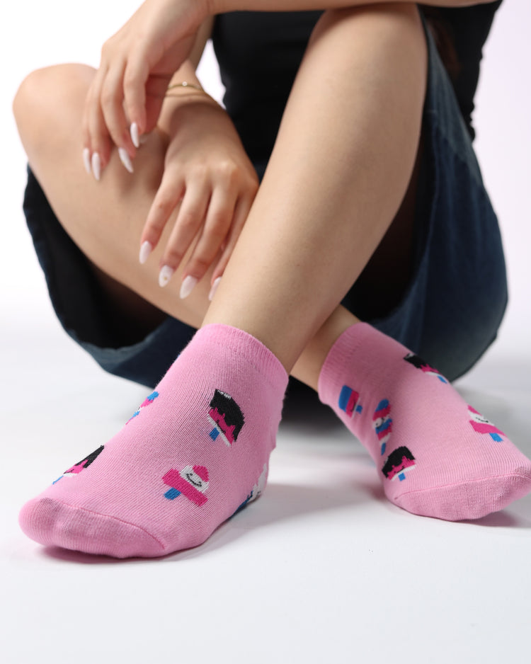 Low Cut Socks — Pink Print