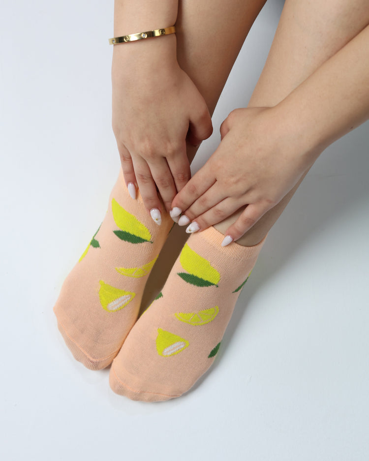 Low Cut Socks — Peach Lemon