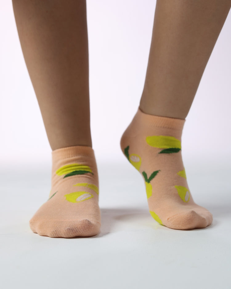 Low Cut Socks — Peach Lemon