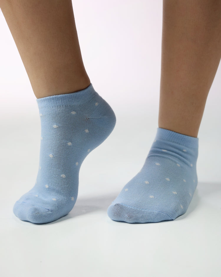 Low Cut Socks — Blue White Dots