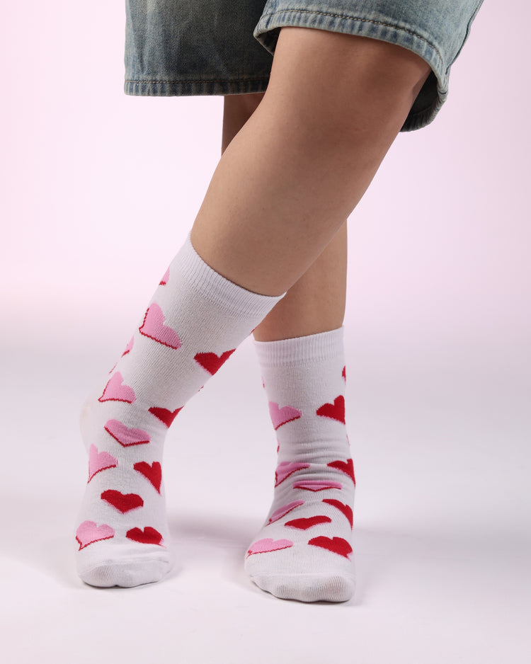 Not So Casual Socks — Red Pink Hearts