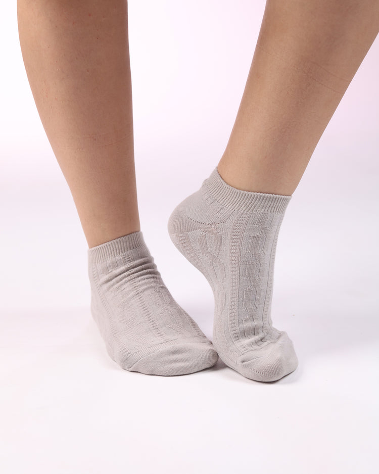 Socket Ribbed Socks — Beige