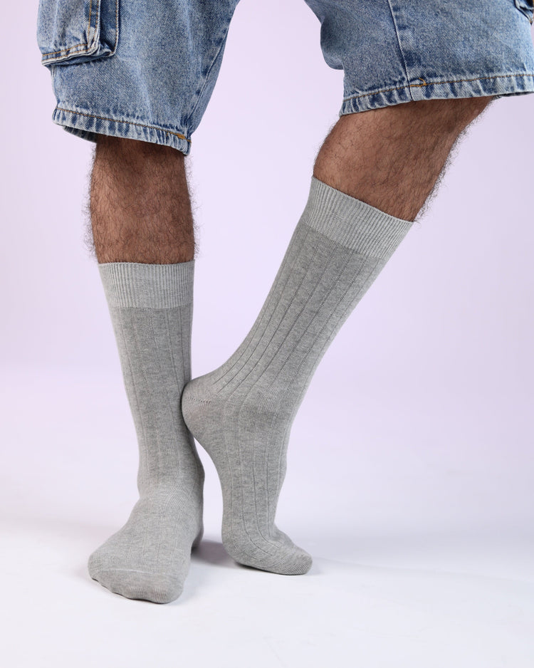 Ribbed Socks — Light Grey