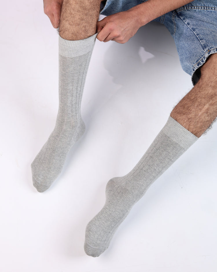 Ribbed Socks — Light Grey