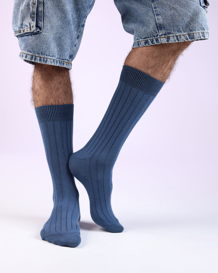 Ribbed Socks — Blue