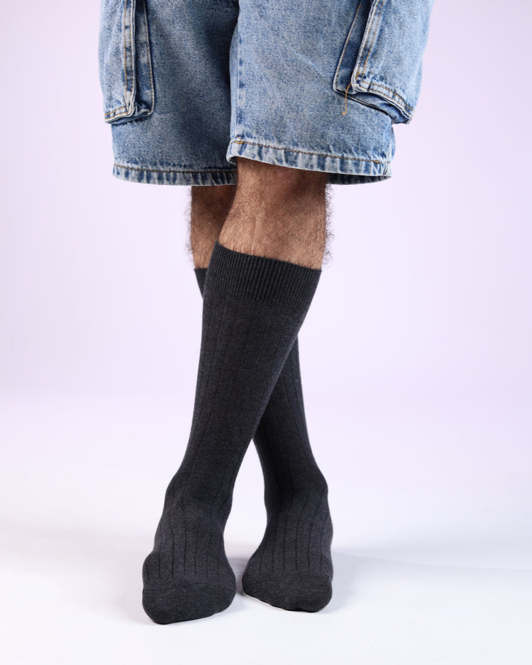 Ribbed Socks — Charcoal
