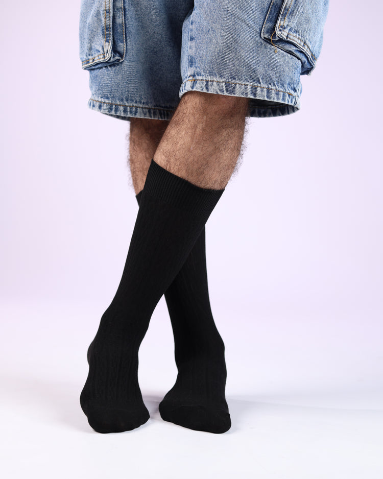 Ribbed Socks — Black