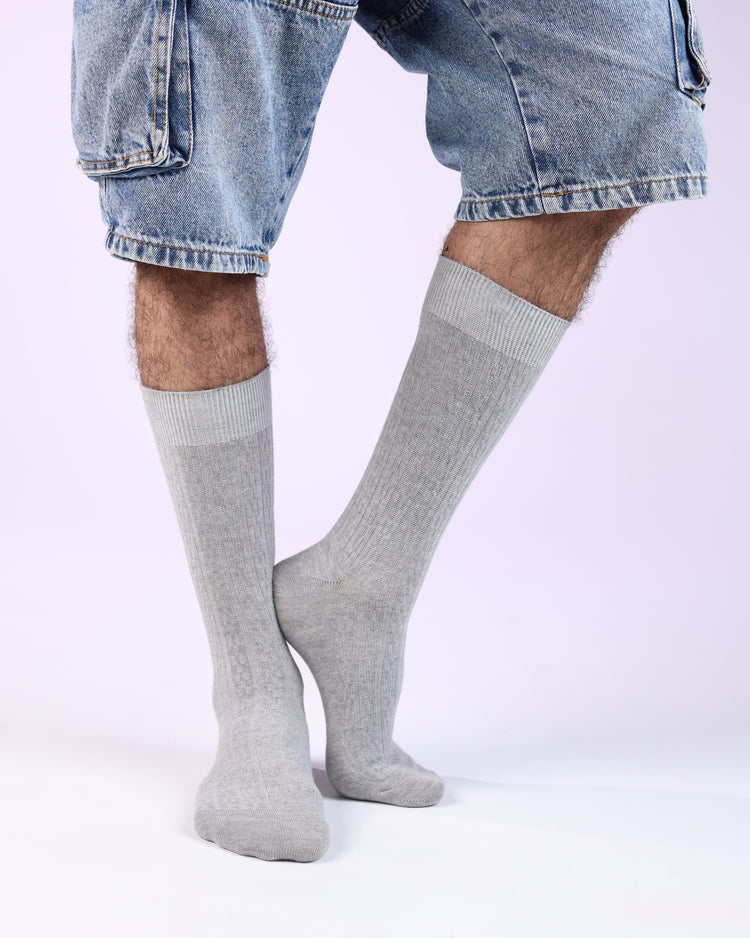 Ribbed Socks — Light Grey