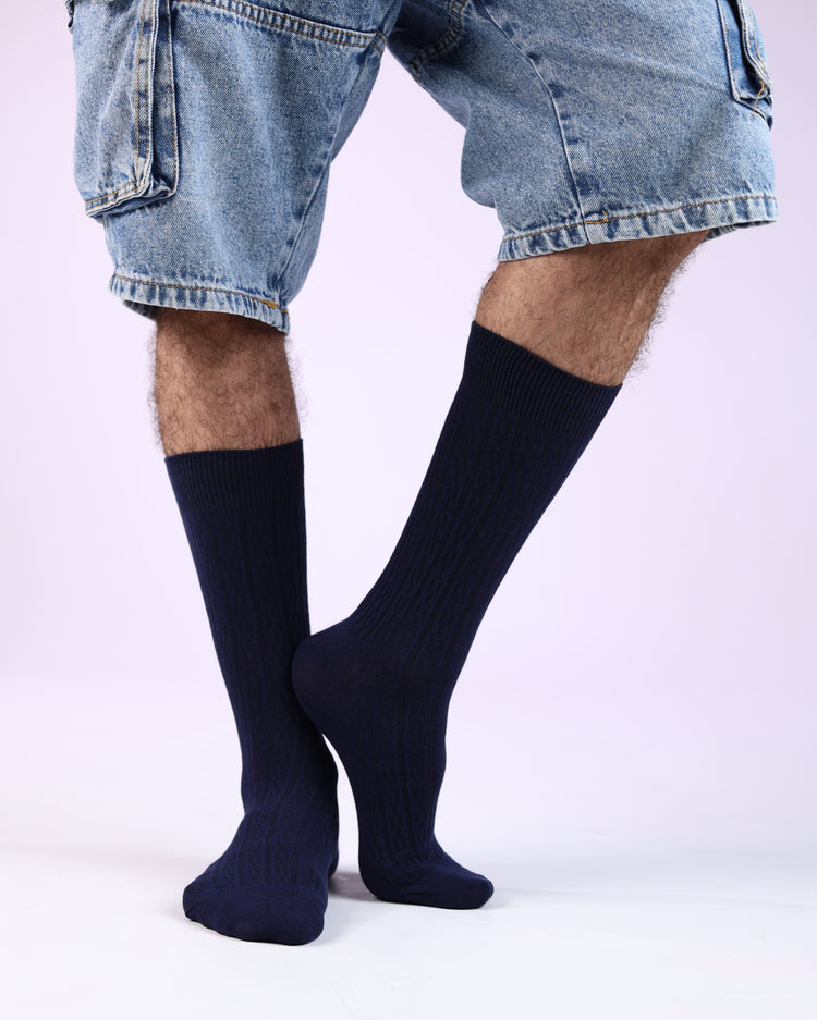 Ribbed Socks — Navy
