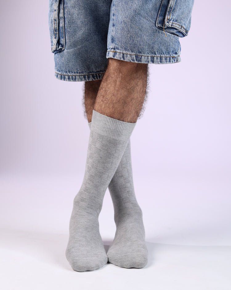 Ribbed Socks — Light Grey