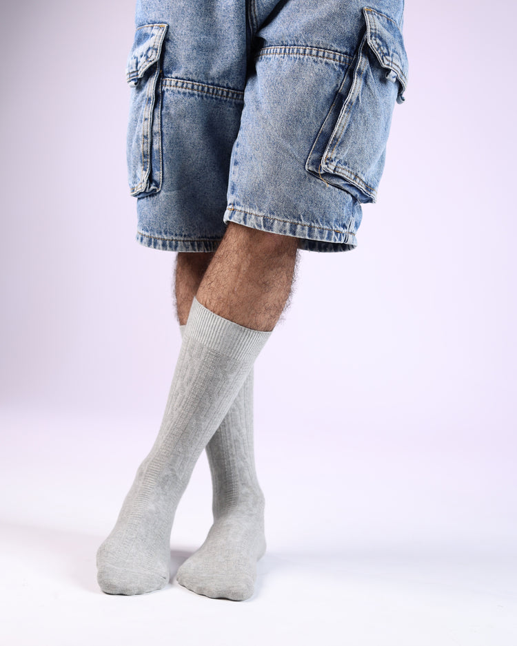 Ribbed Socks — Light Grey