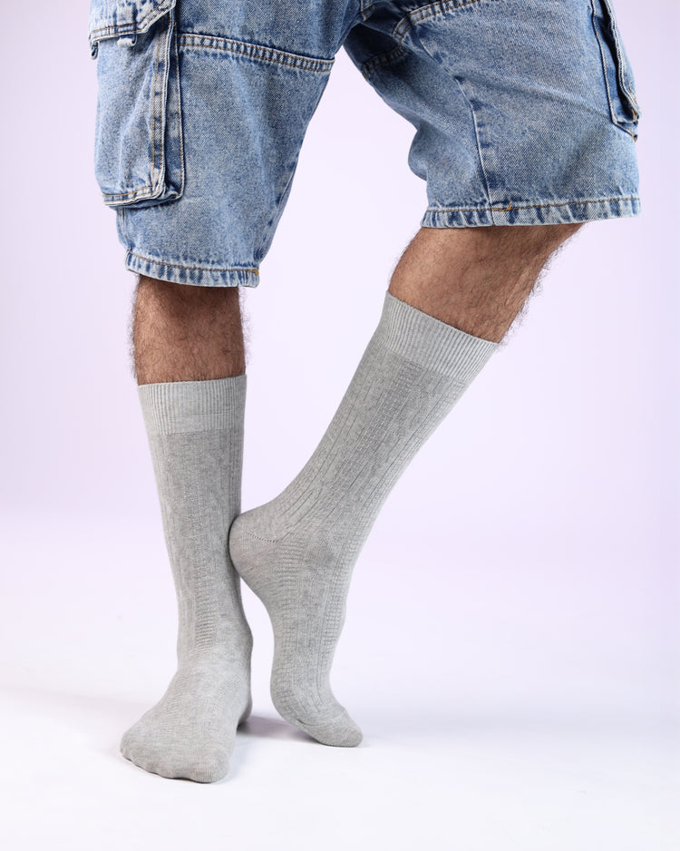 Ribbed Socks — Light Grey