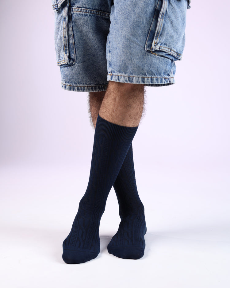 Ribbed Socks — Navy