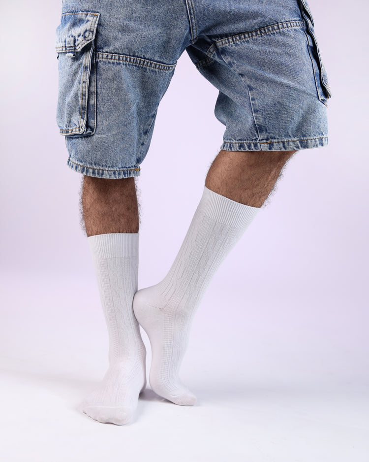 Ribbed Socks — White