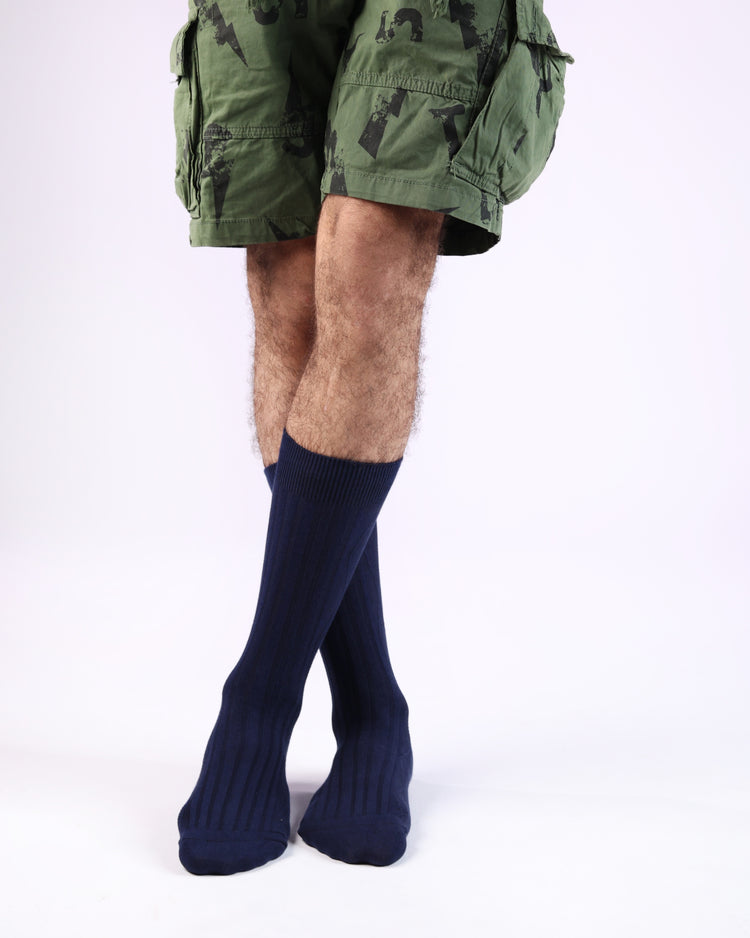 Ribbed Socks — Navy