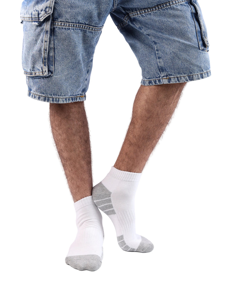 Half Cushioned Socks — White Grey Heel 3