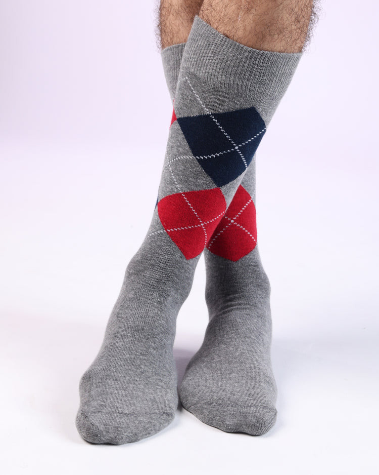 Casual Socks — Grey Navy Red