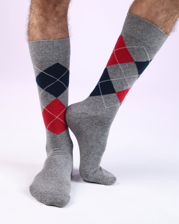 Casual Socks — Grey Navy Red