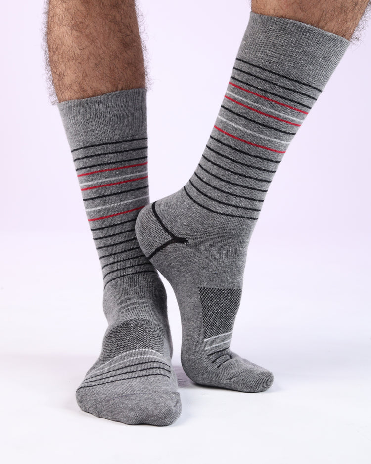 Casual Socks — Grey Red