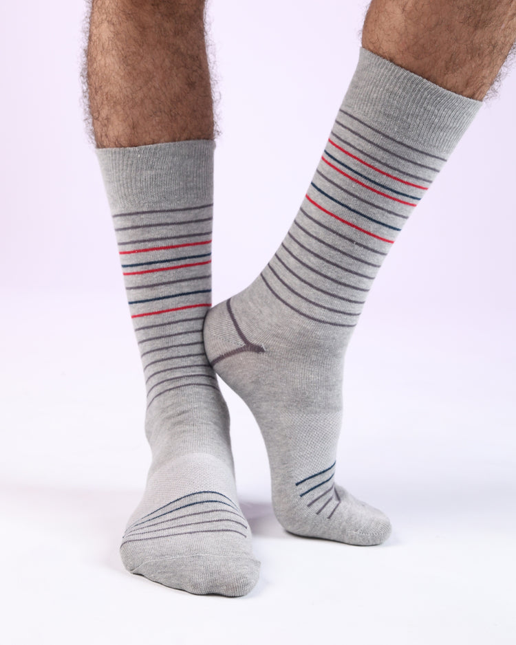 Casual Socks — Light Grey Red